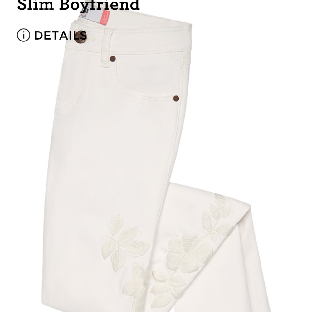 CAbi Women's Boyfriend Jeans - White Floral Size 4